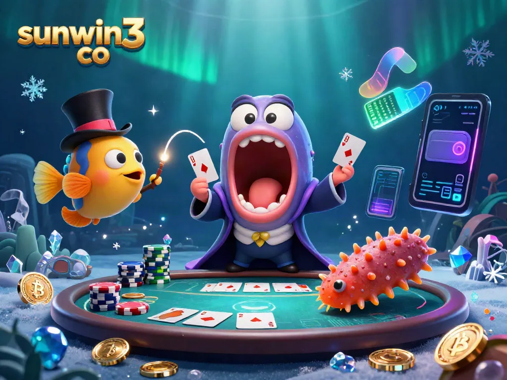 Experience thrilling card tricks with sunwin3 co's vibrant casino design featuring unique sea creatures.
