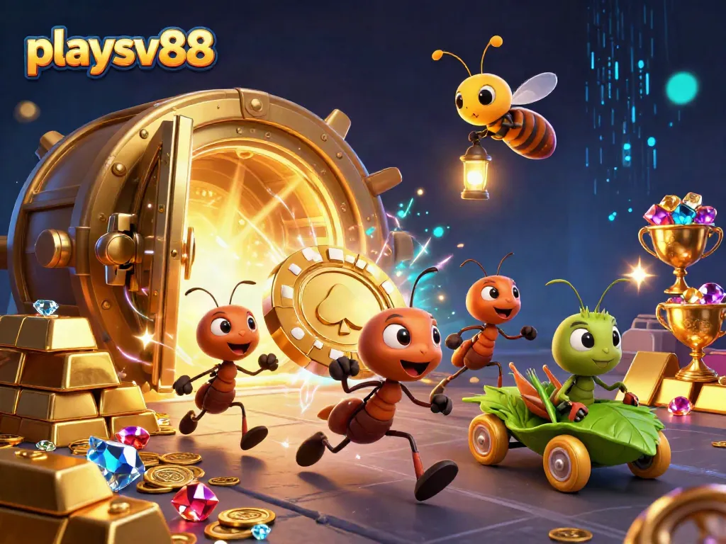 Experience the thrilling playsv88 gaming adventure with a team of ants on a heist for a giant poker chip.