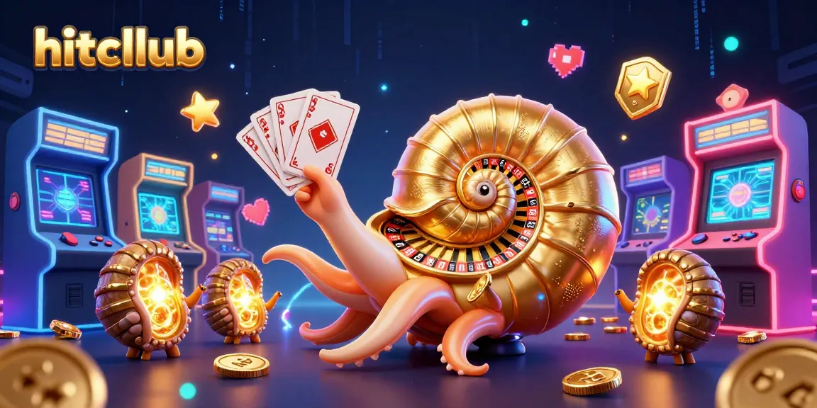hitcllub showcases a lively casino scene with a giant nautilus roulette and glowing gaming elements.